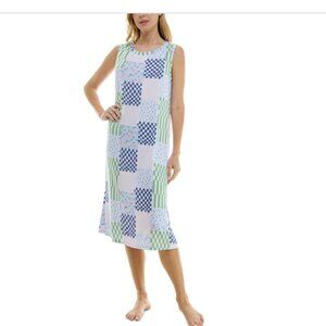 Roudelain Womens Printed Sleeveless Nightgown Multicolor Size L 10026